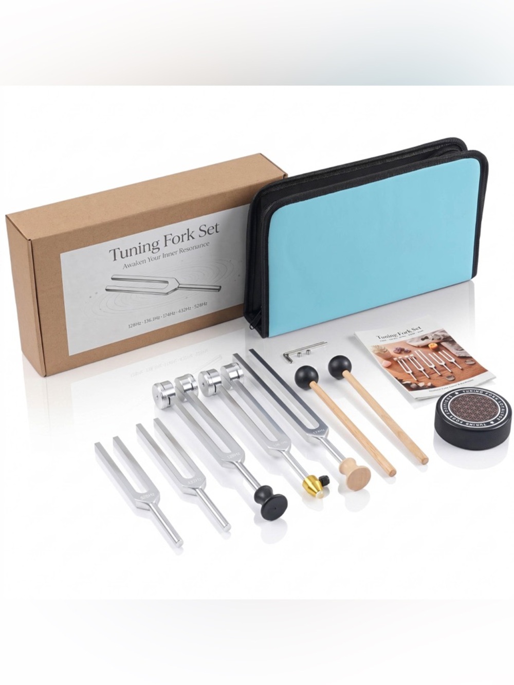 Tuning Fork Set with Vegan Leather Carry Case - Professional Sound Therapy Kit